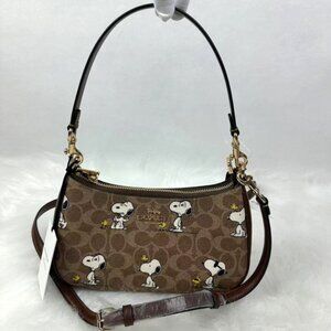 Coach X Peanuts Teri Shoulder Bag Signature Canvas Snoopy